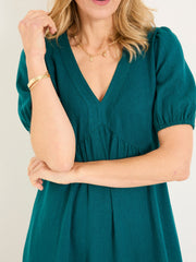 Remi Dark Teal Linen Midi Dress