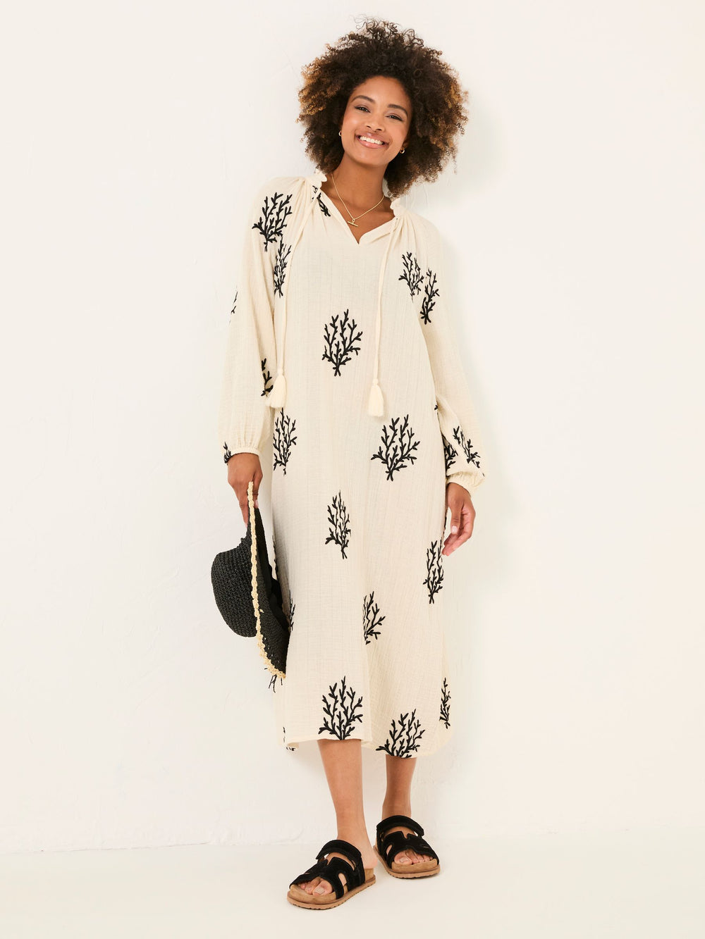 Ivory Beachwear Coral Embroidered Kaftan Dress
