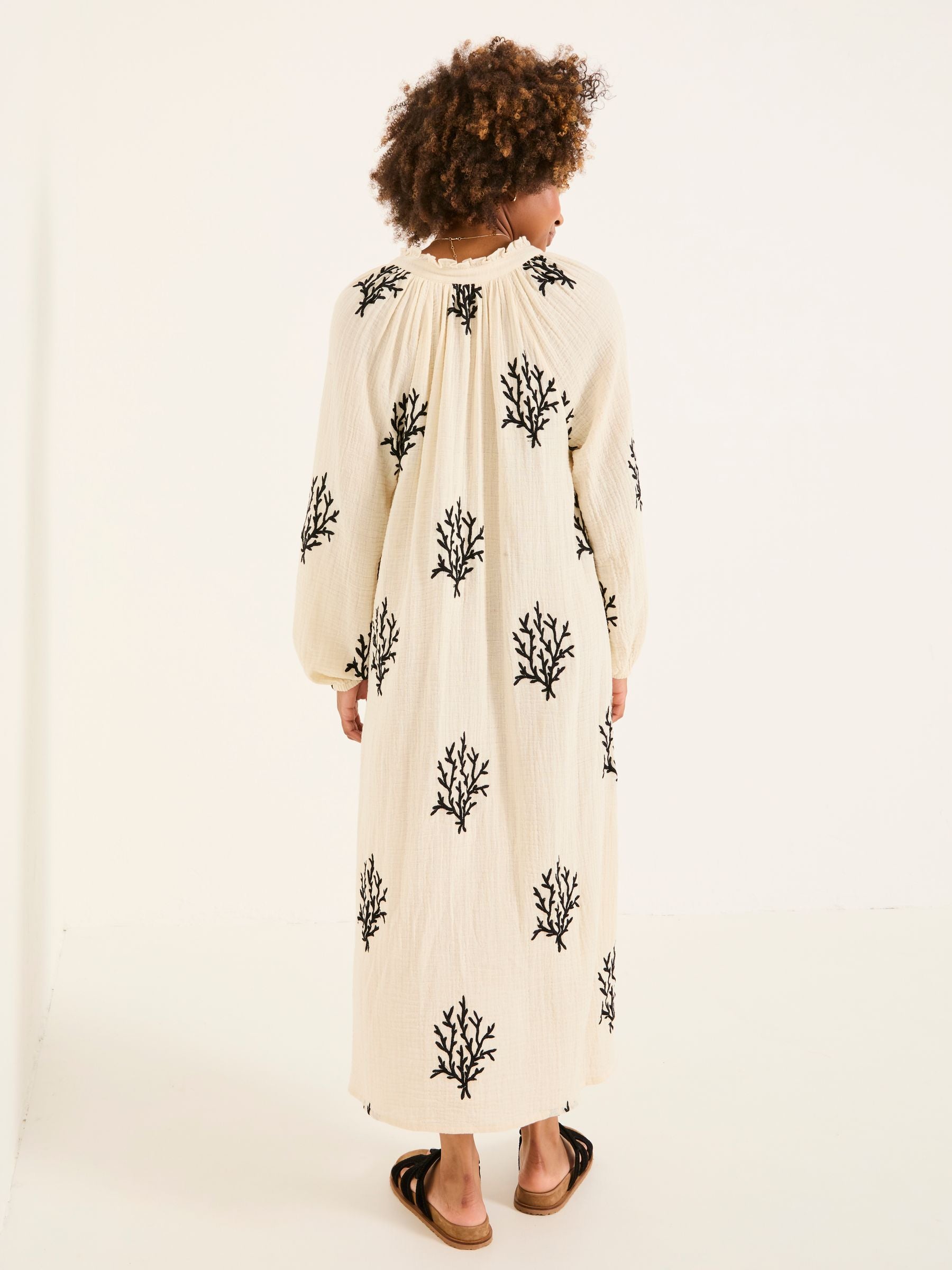 Ivory Beachwear Coral Embroidered Kaftan Dress