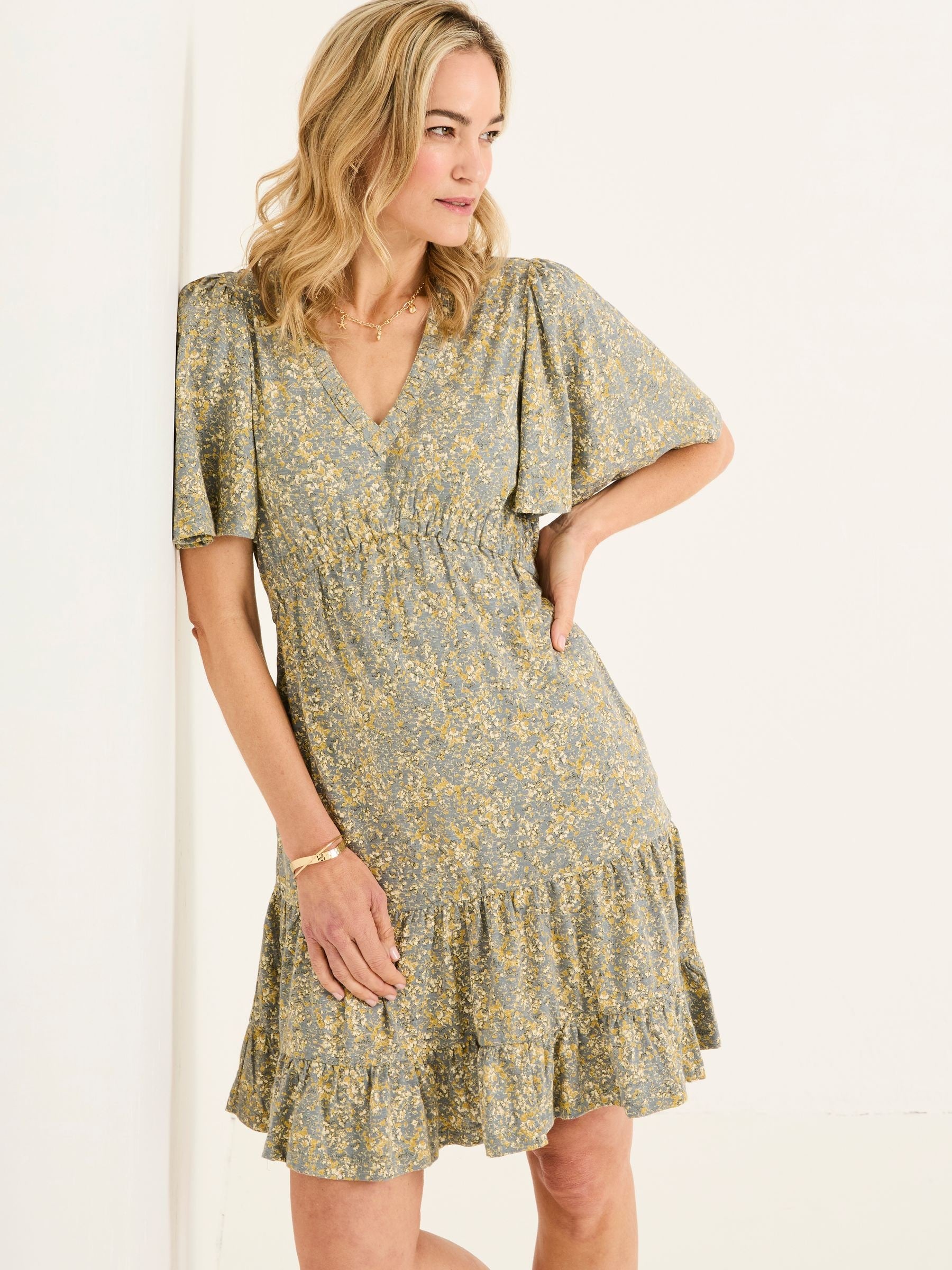 Grace Mid Grey Air Ditsy Jersey Dress