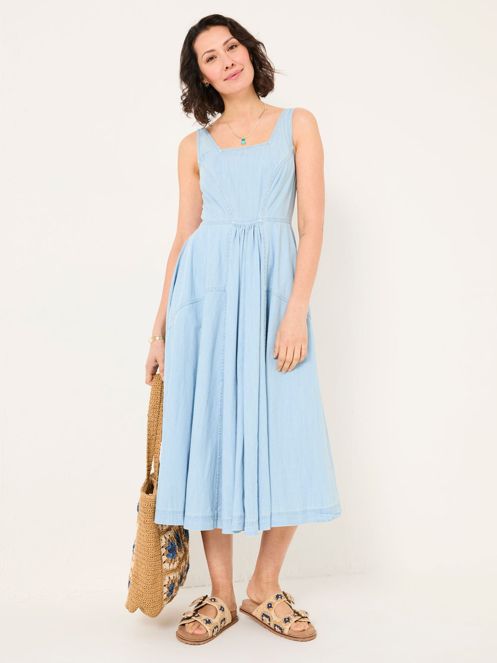 Maria Blue Denim Midi Dress