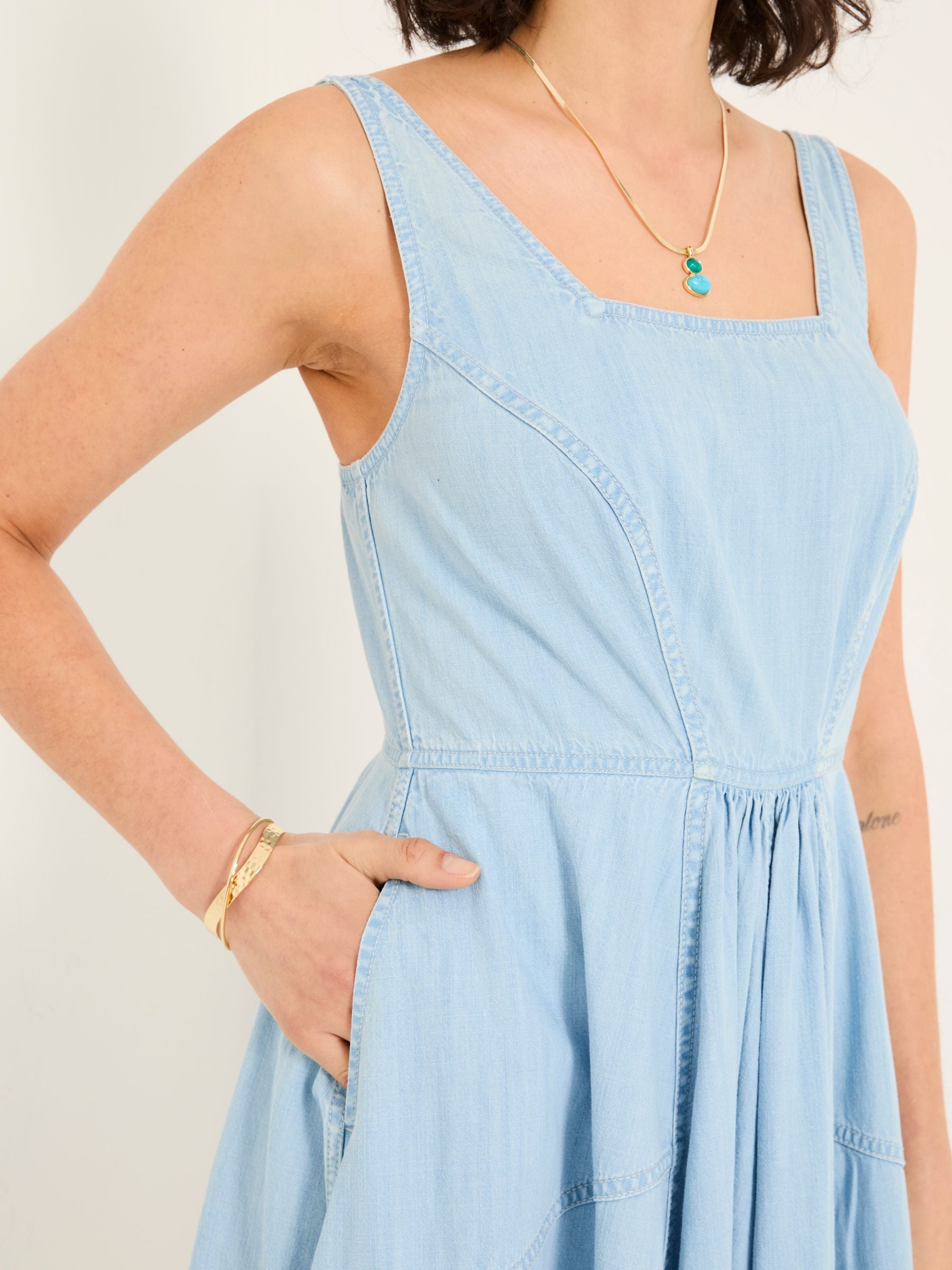 Maria Blue Denim Midi Dress