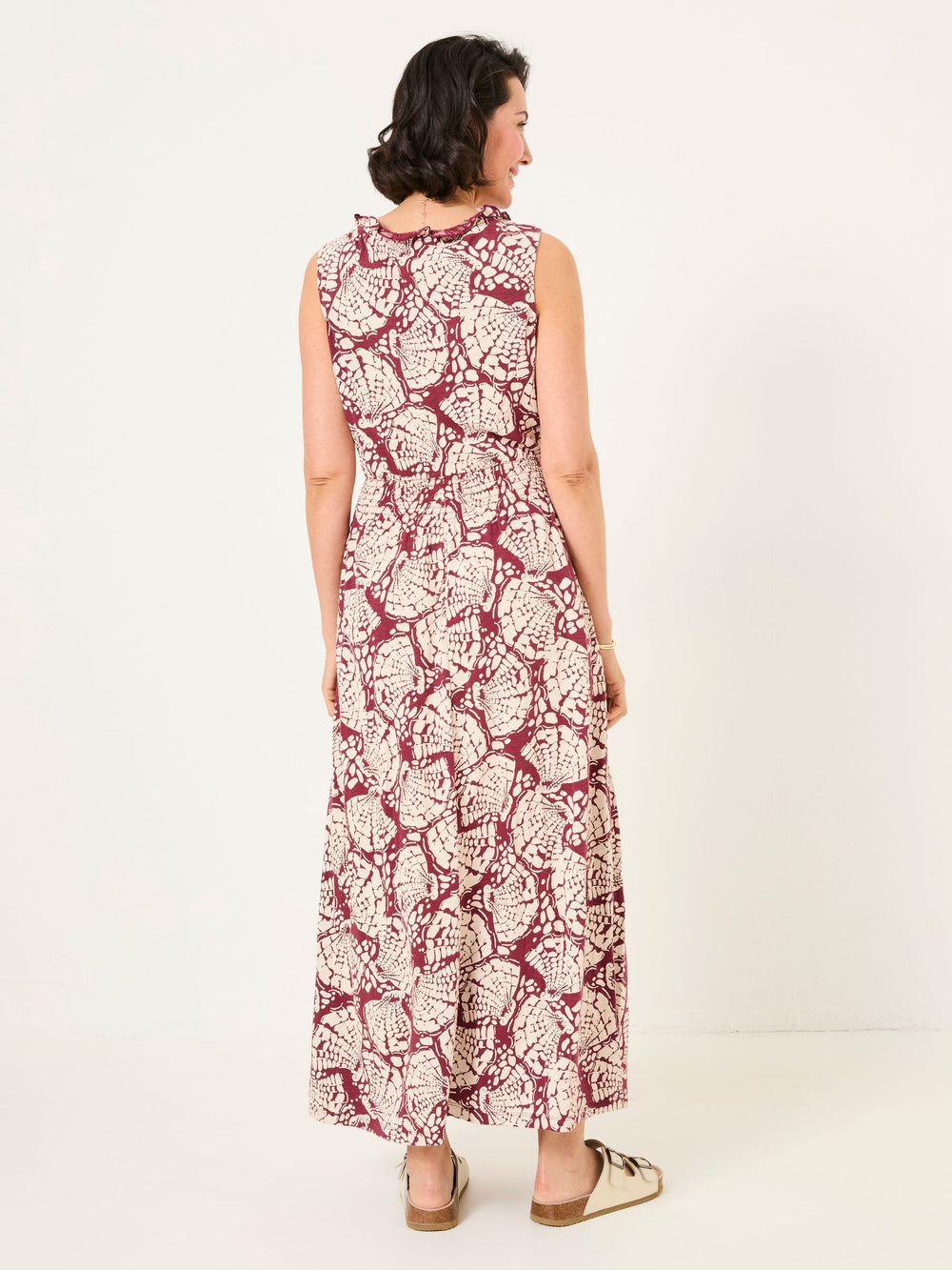 Ellie Burgundy Red Mono Shells Jersey Maxi Dress