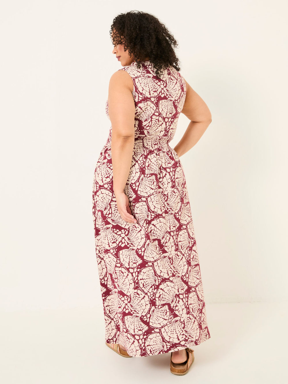 Ellie Burgundy Red Mono Shells Jersey Maxi Dress