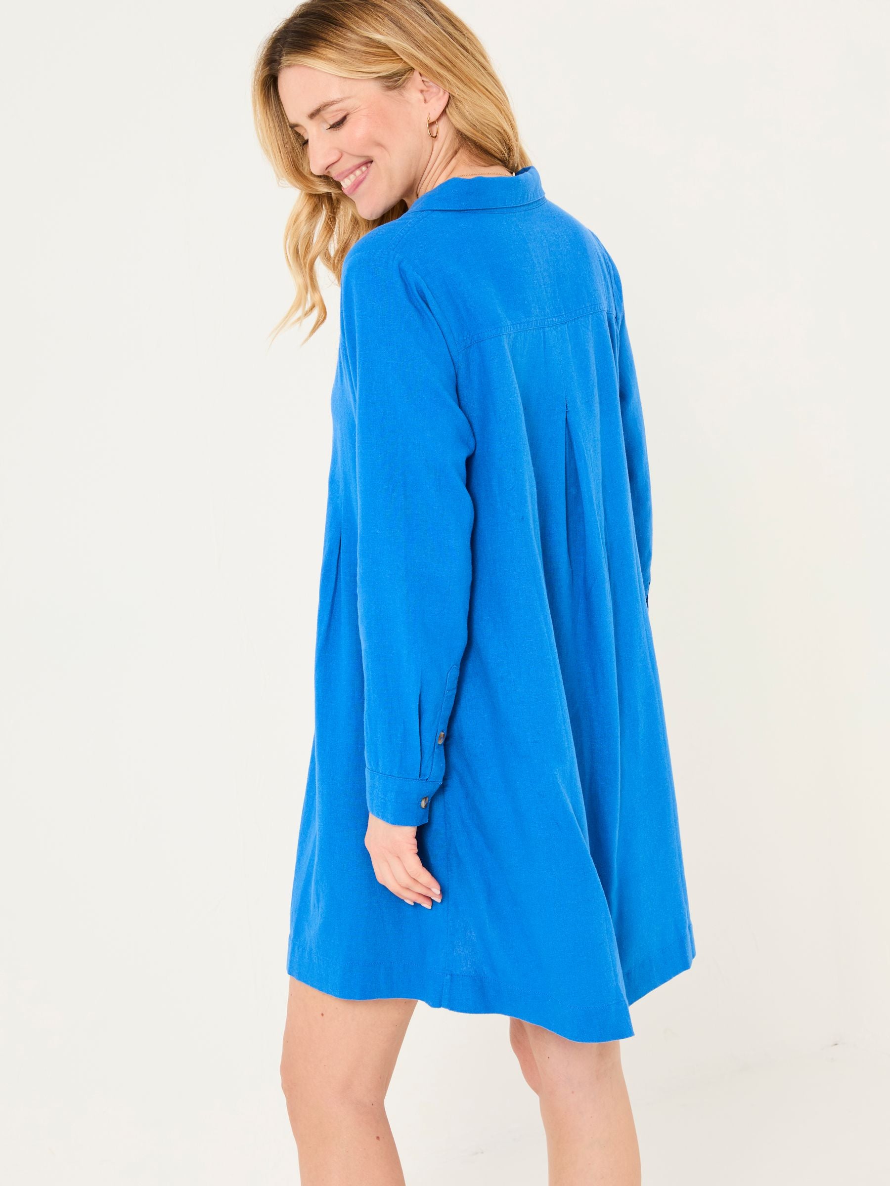 Lena Mid Blue Linen Dress