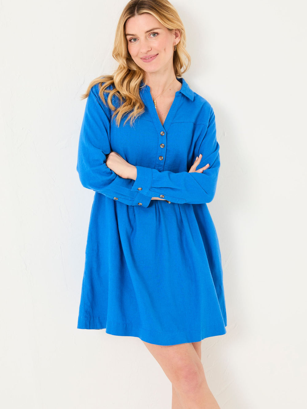 Lena Mid Blue Linen Dress