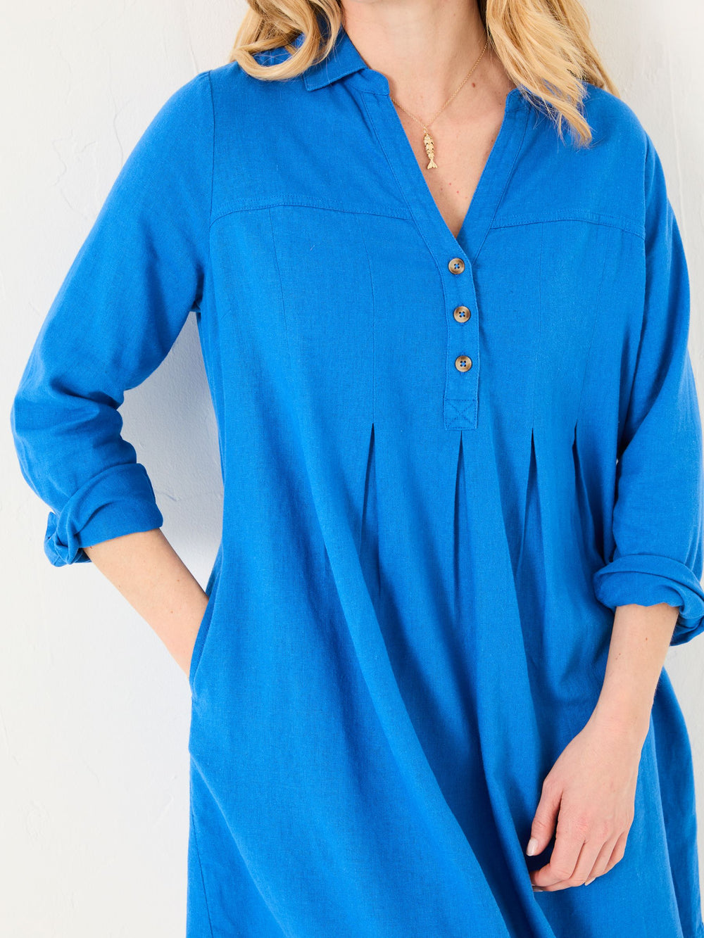 Lena Mid Blue Linen Dress