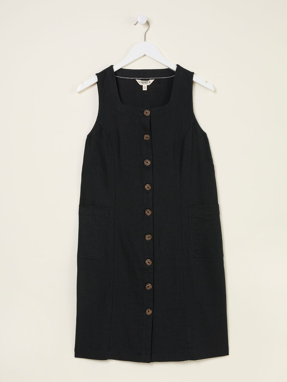 Binny Black Button Linen Dress