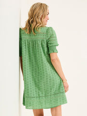Brody Mid Green Broderie Dress