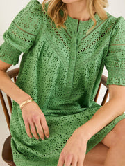 Brody Mid Green Broderie Dress