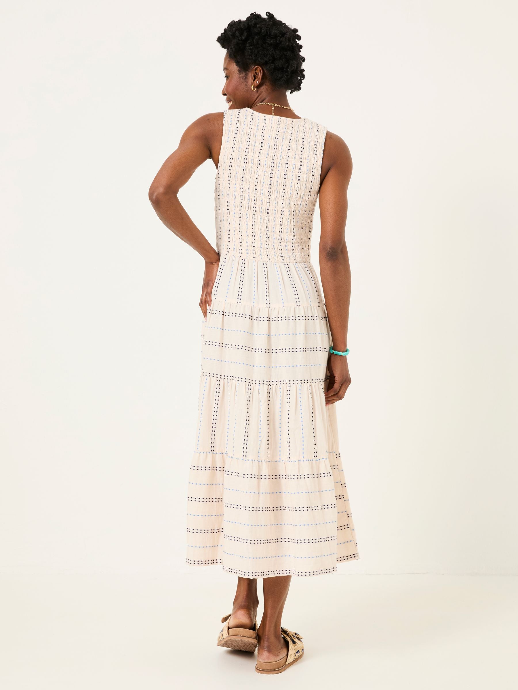Ariana Multi Tiered Stripe 100% Cotton Dress