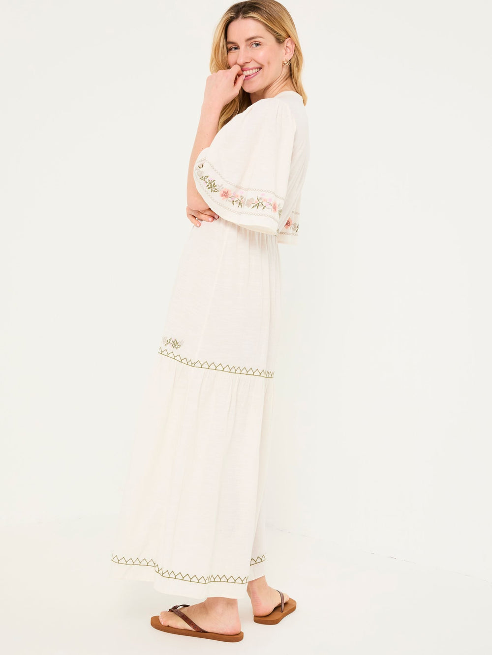Paige Ivory Embroidered Midi Dress