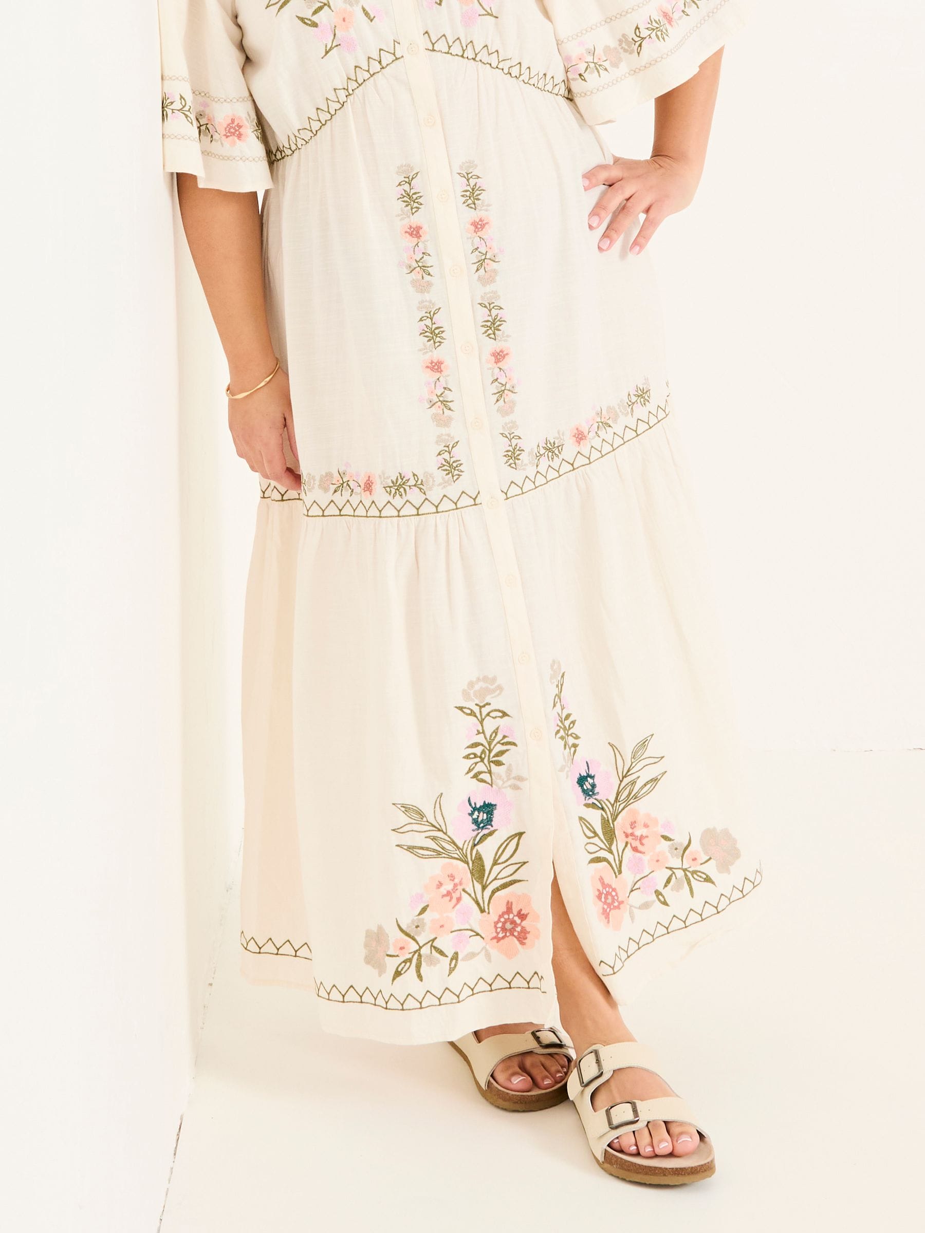 Paige Ivory Embroidered Midi Dress