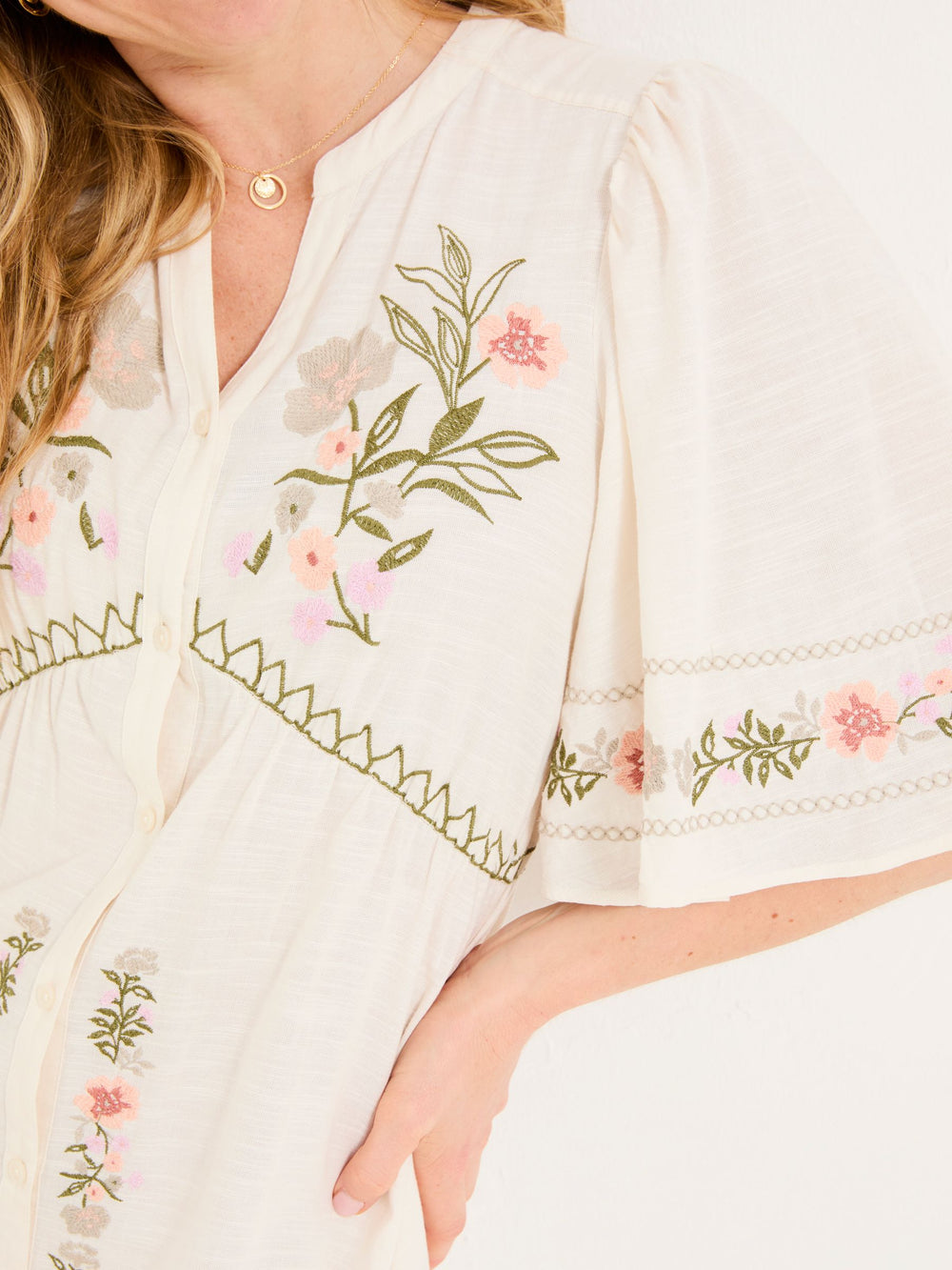 Paige Ivory Embroidered Midi Dress