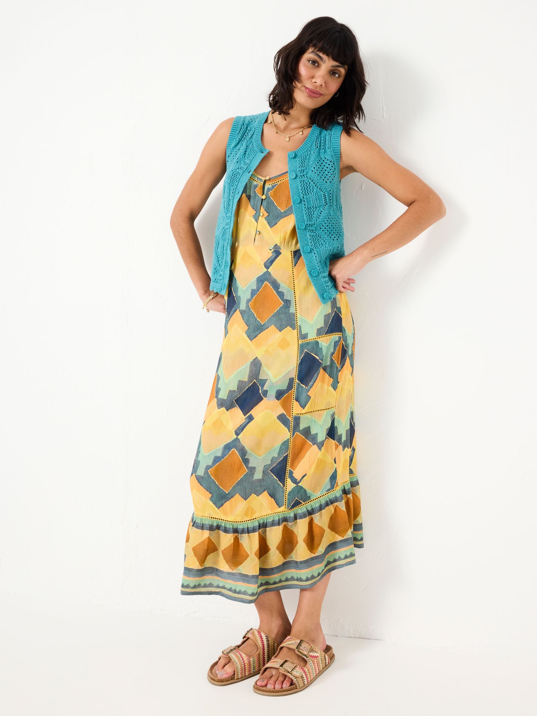 Mae Multi Abstract Midi Dress