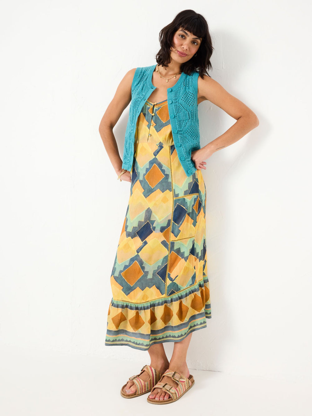 Mae Multi Abstract Midi Dress