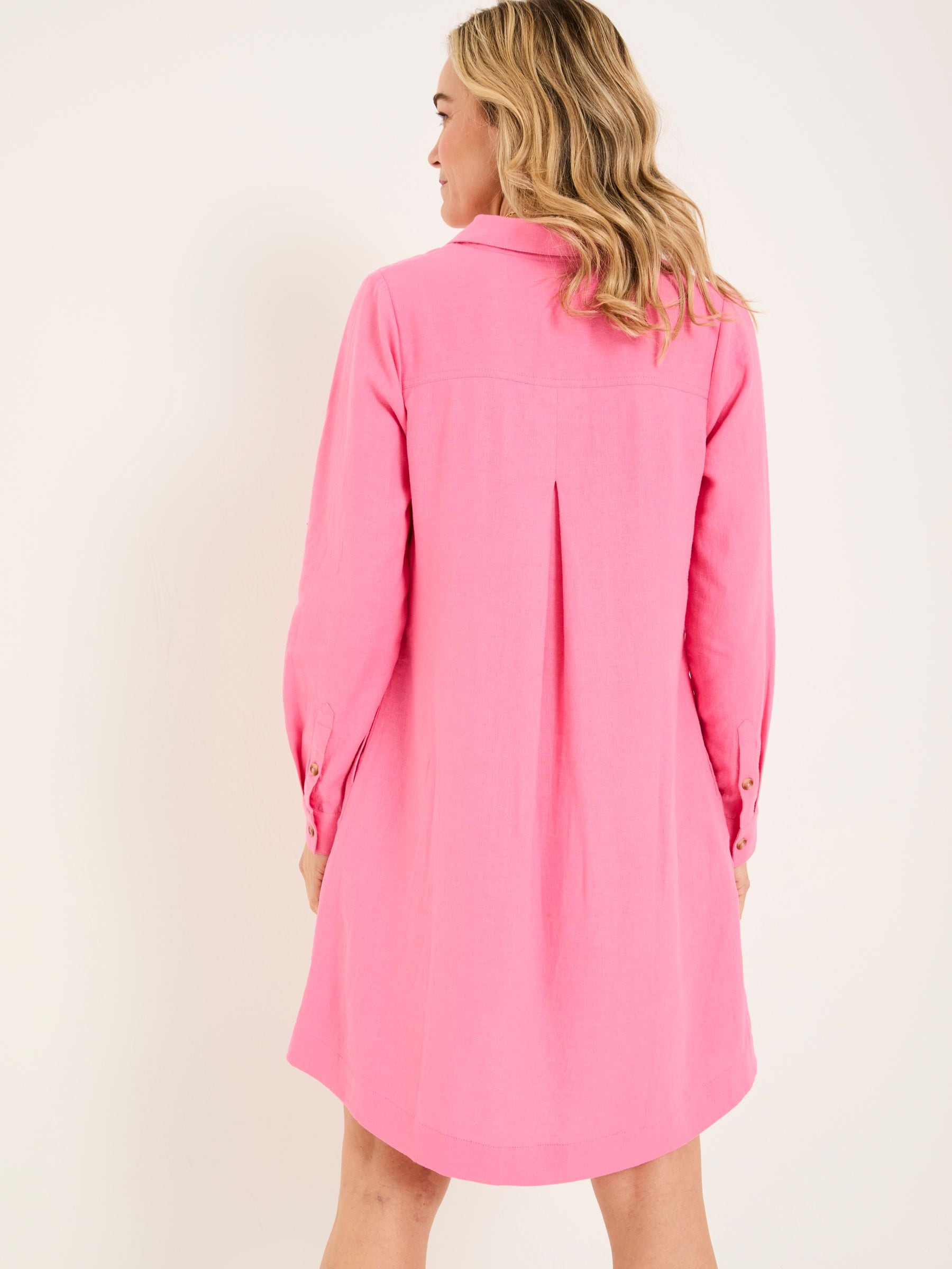 Lena Mid Pink Linen Dress