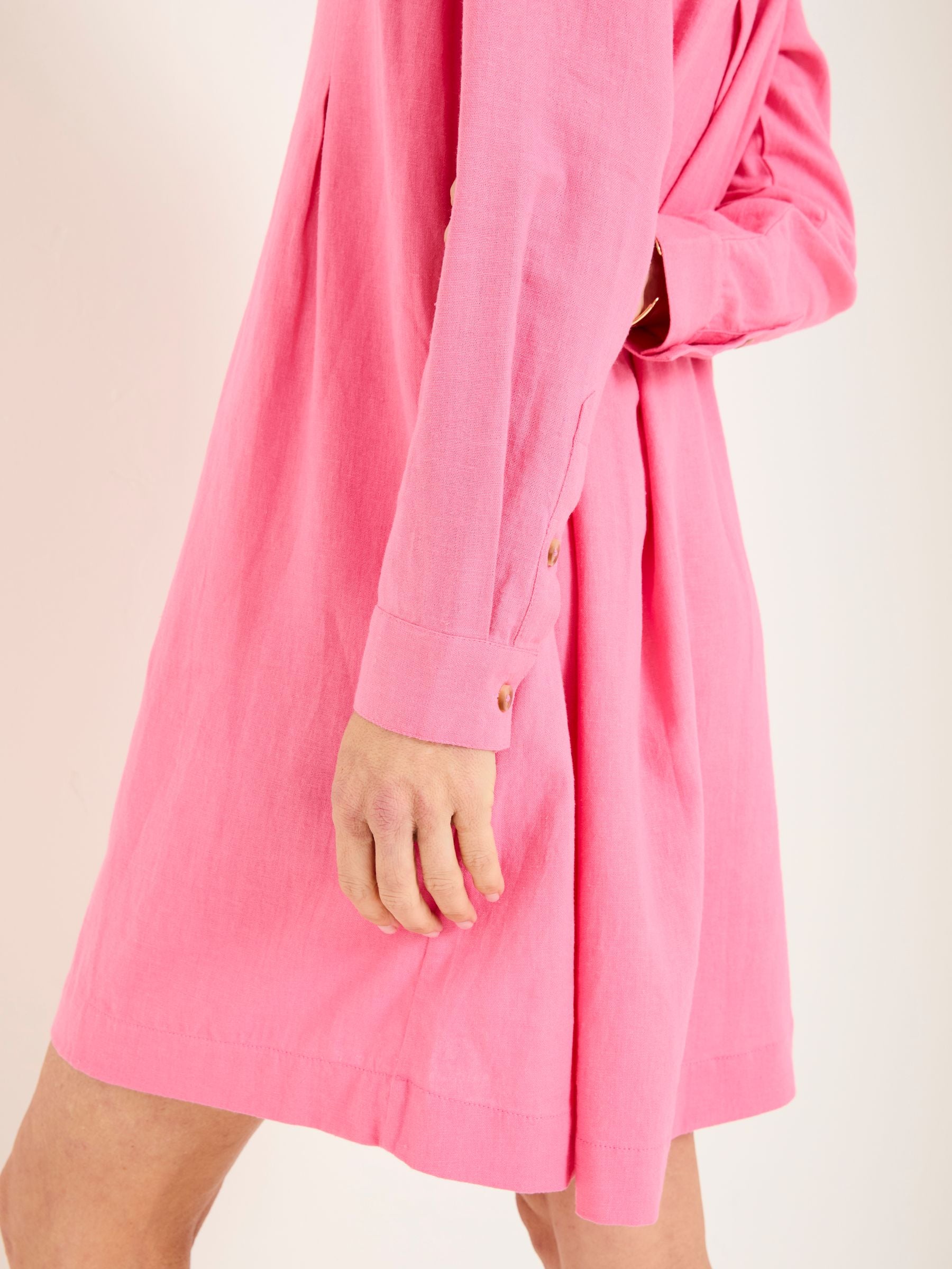 Lena Mid Pink Linen Dress