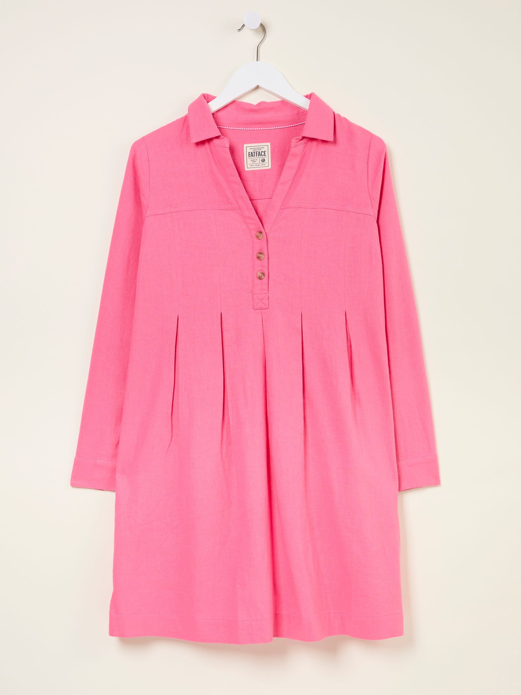Lena Mid Pink Linen Dress