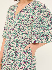 Paige Multi Vine Floral Embroidered Midi Dress
