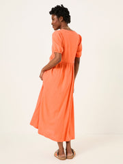 Remi Dark Coral Linen Midi Dress