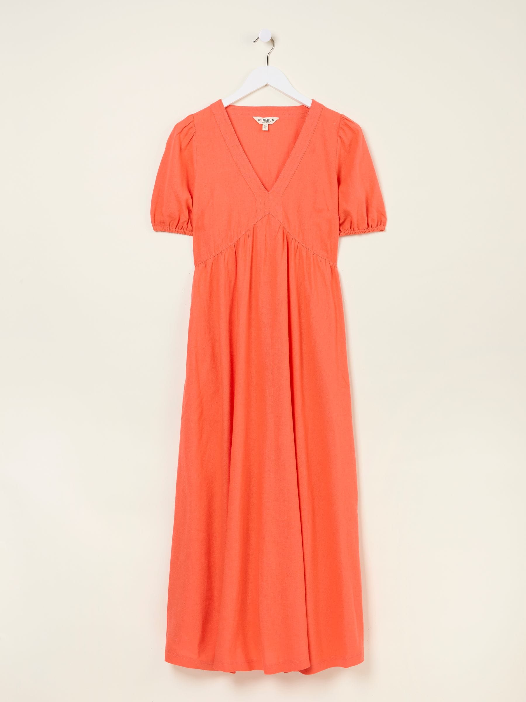 Remi Dark Coral Linen Midi Dress