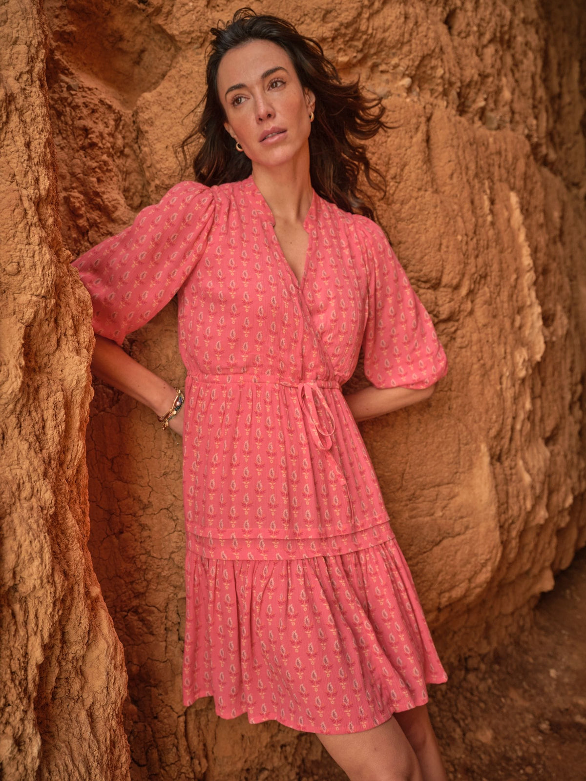 Nancy Mid Pink Paisley Ditsy Dress