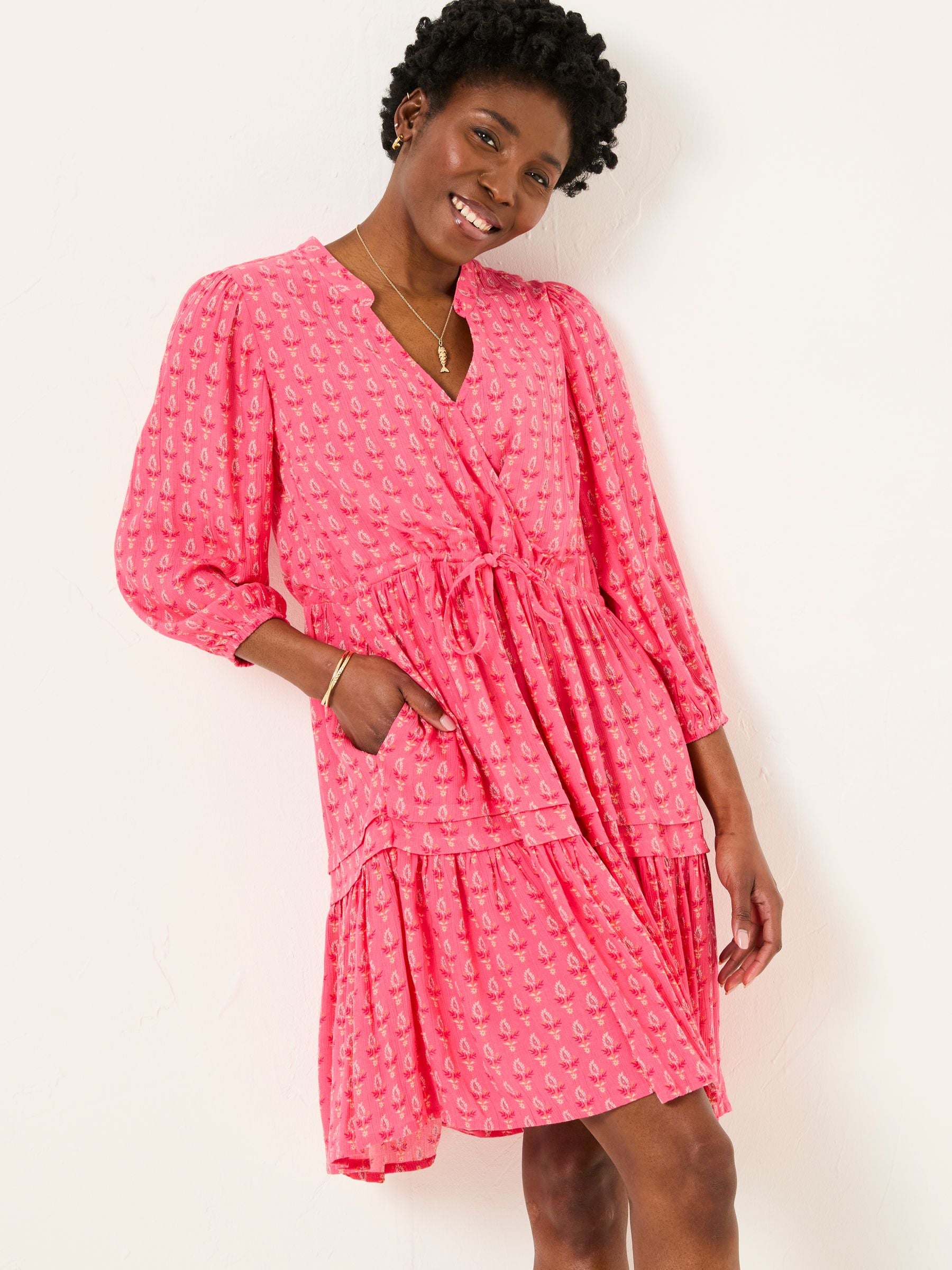 Nancy Mid Pink Paisley Ditsy Dress