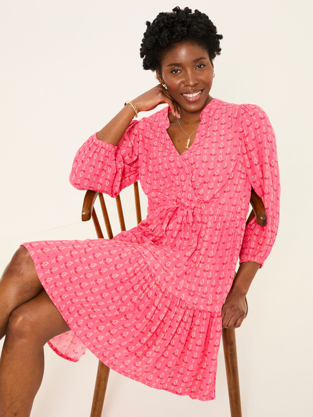 Nancy Mid Pink Paisley Ditsy Dress