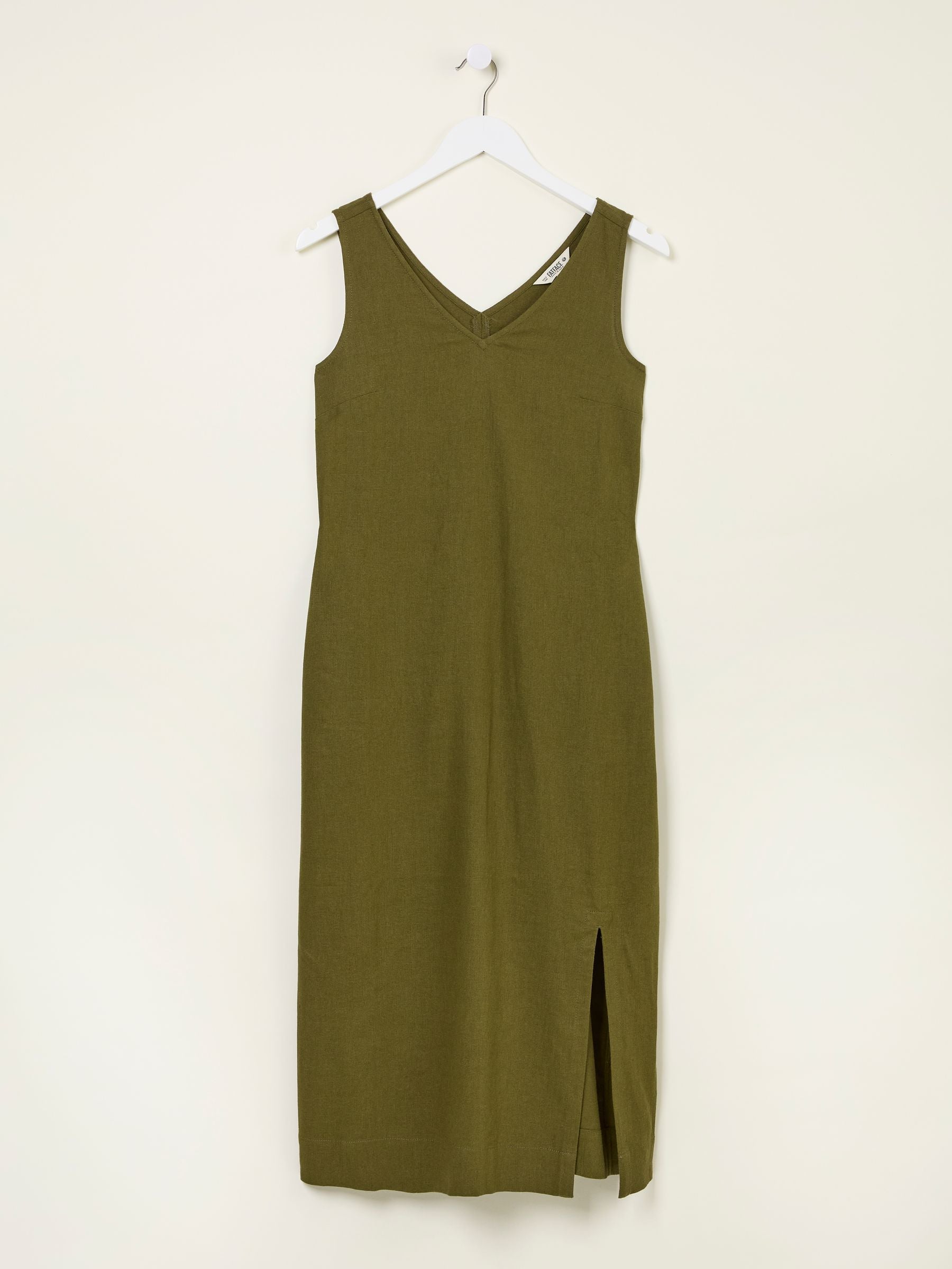 Corey Khaki Green Linen Midi Dress