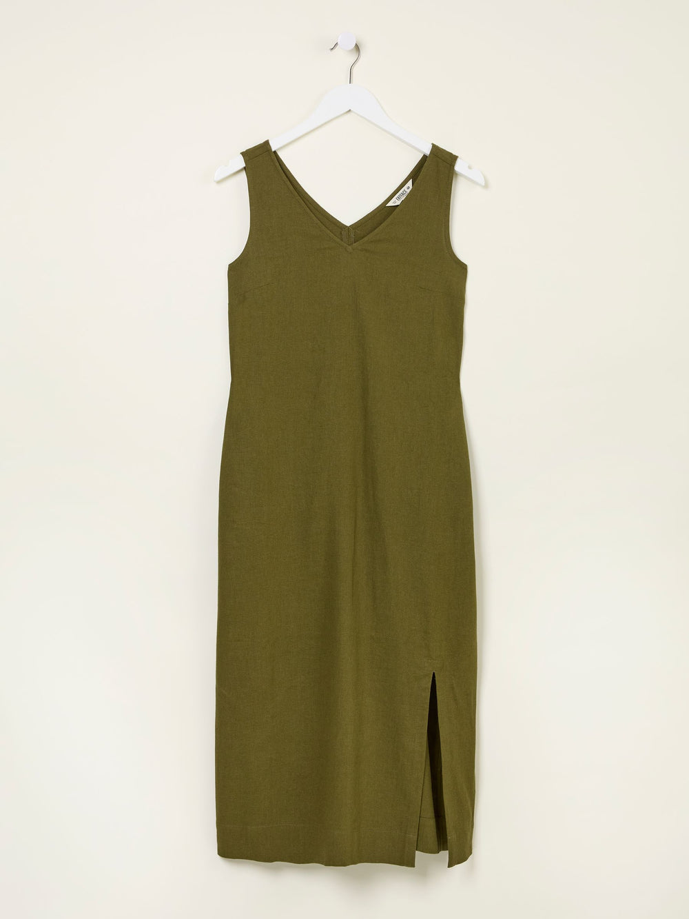 Corey Khaki Green Linen Midi Dress
