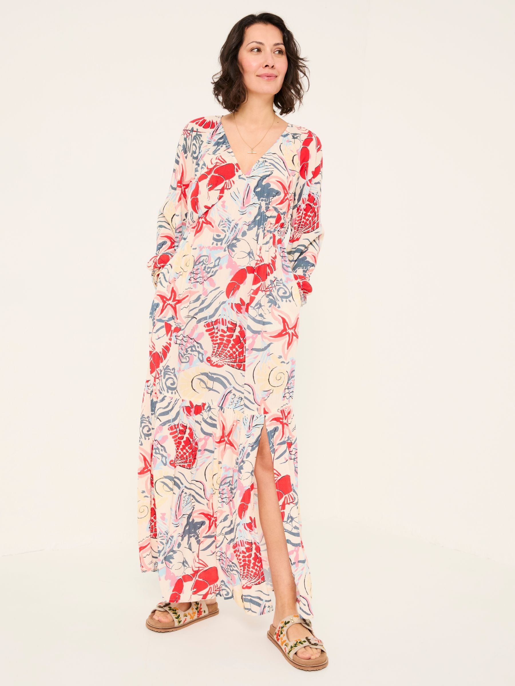 Noelle Ivory Sea Scene Maxi Dress