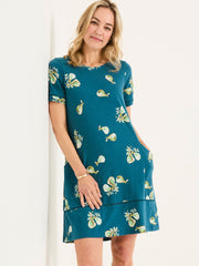 Simone Teal Blue Figs Jersey Dress
