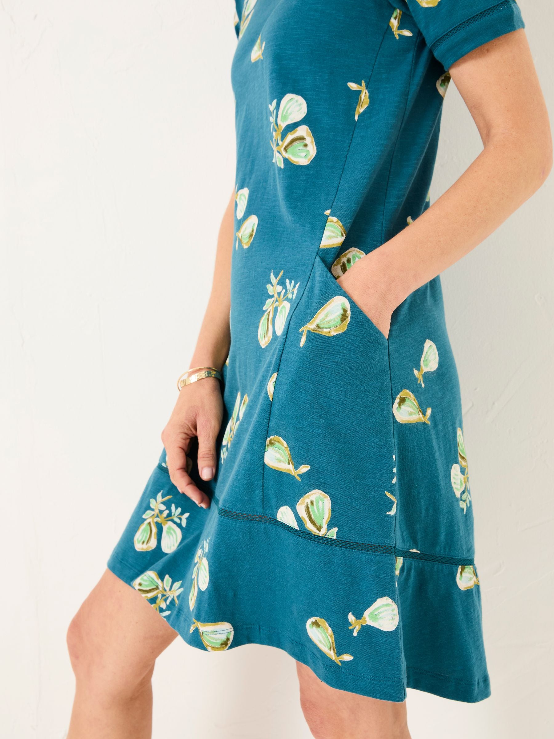 Simone Teal Blue Figs Jersey Dress