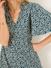 Grace Teal Blue Shibori Jersey Dress