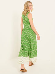 Ellie Mid Green Woodblock Jersey Maxi Dress