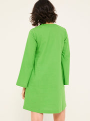 Mid Green Linen Kaftan Dress