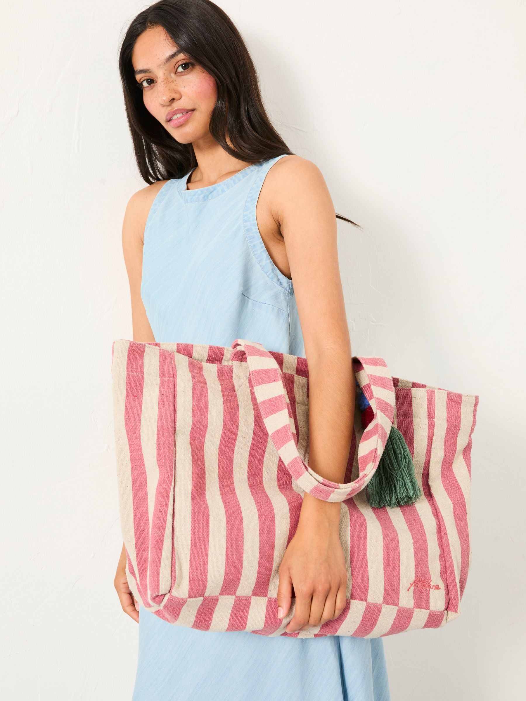 Red Striped Beach Bag