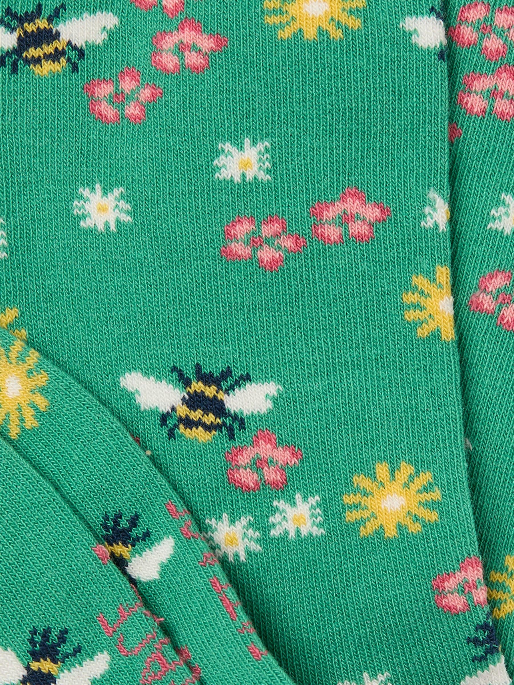 Green Floral Bee Socks