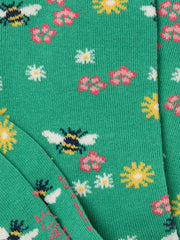 Green Floral Bee Socks