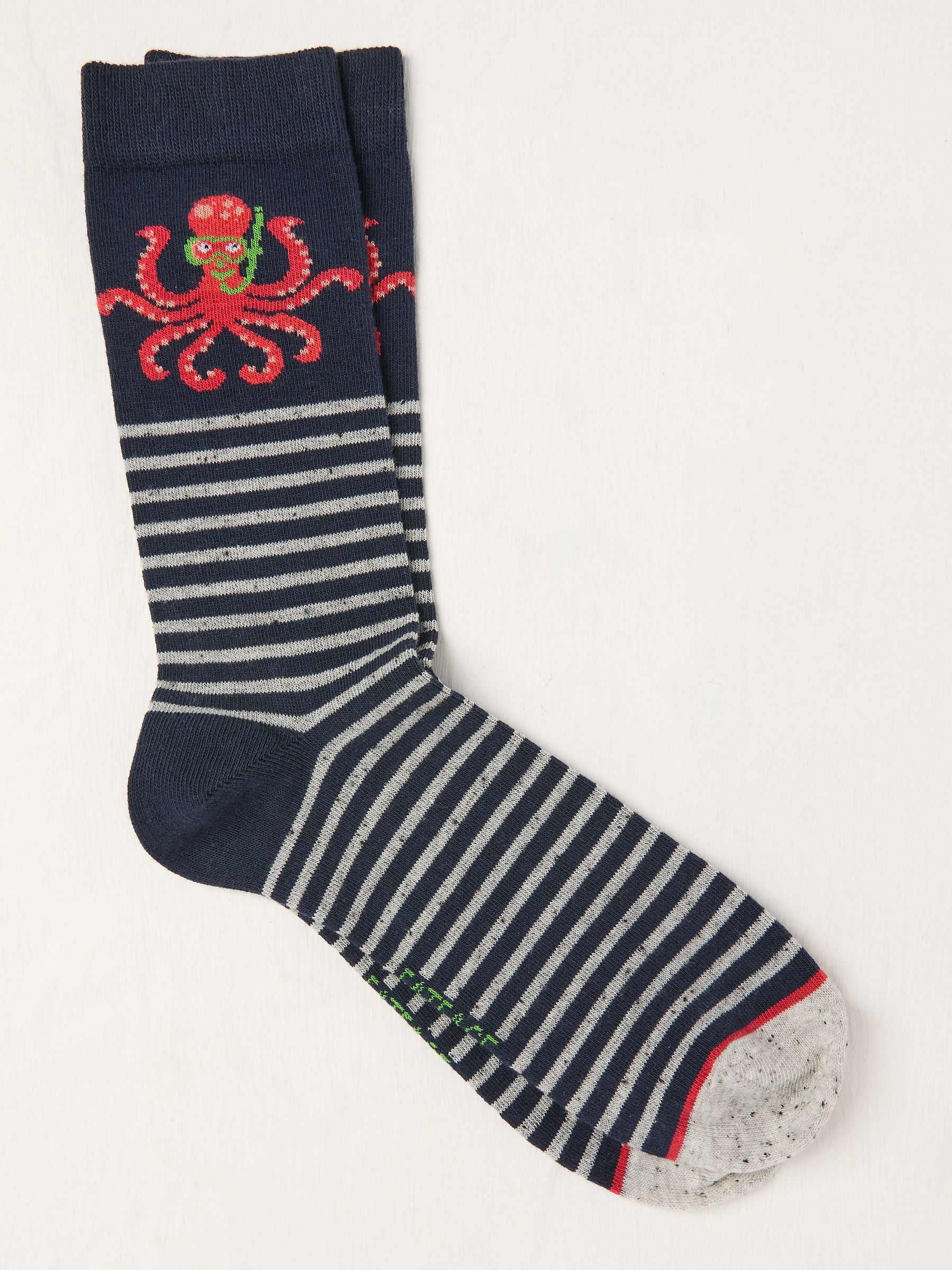 Blue Octopus Men's Striped Socks
