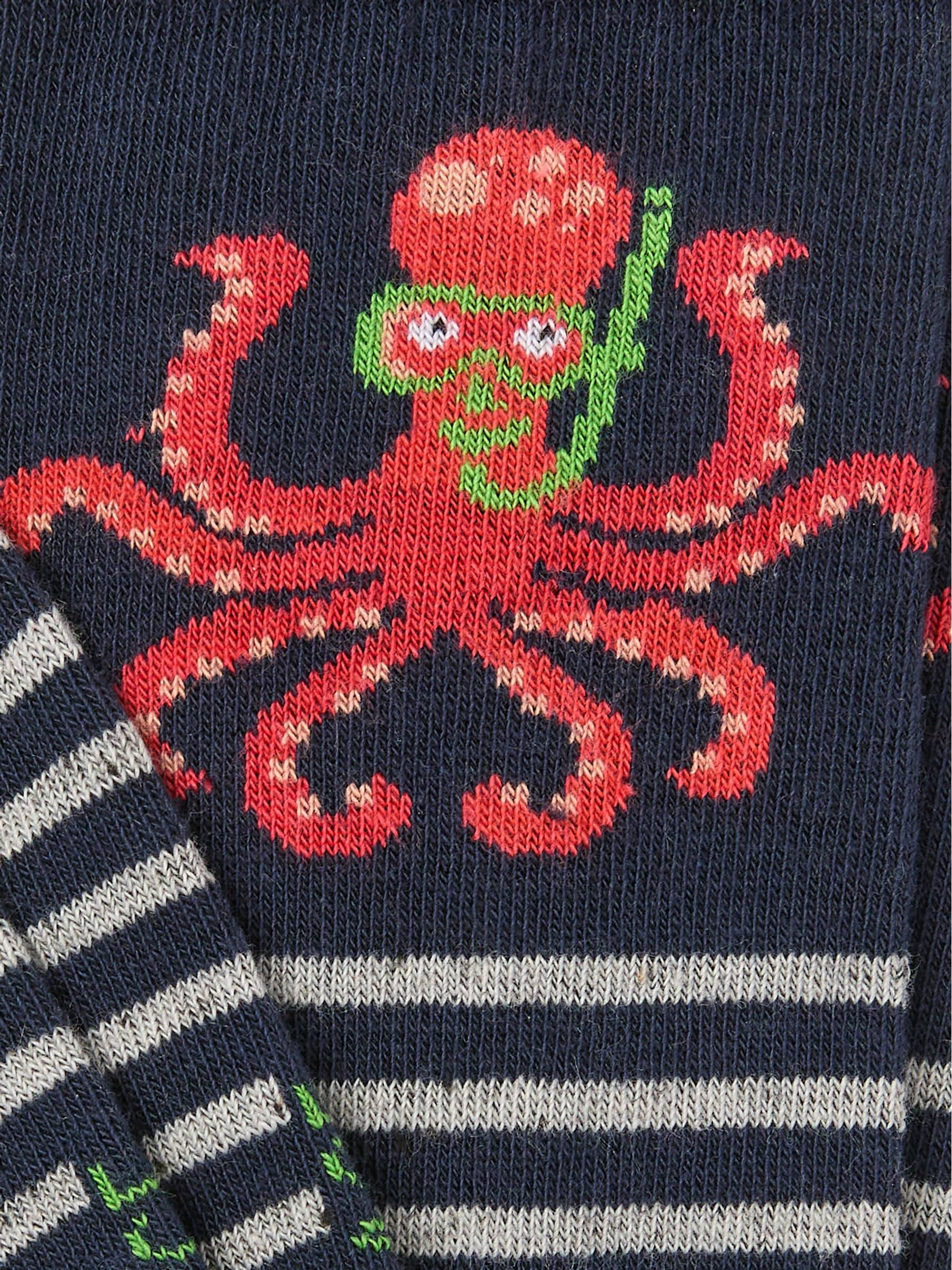 Blue Octopus Men's Striped Socks