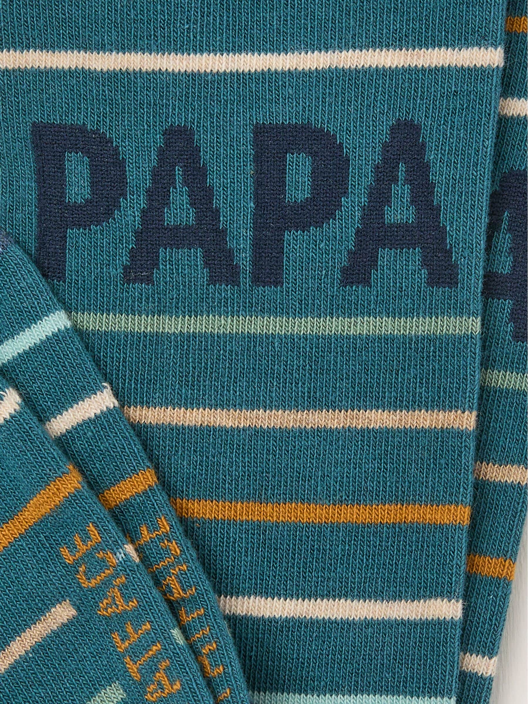 Teal Blue Papa Men's Striped Socks