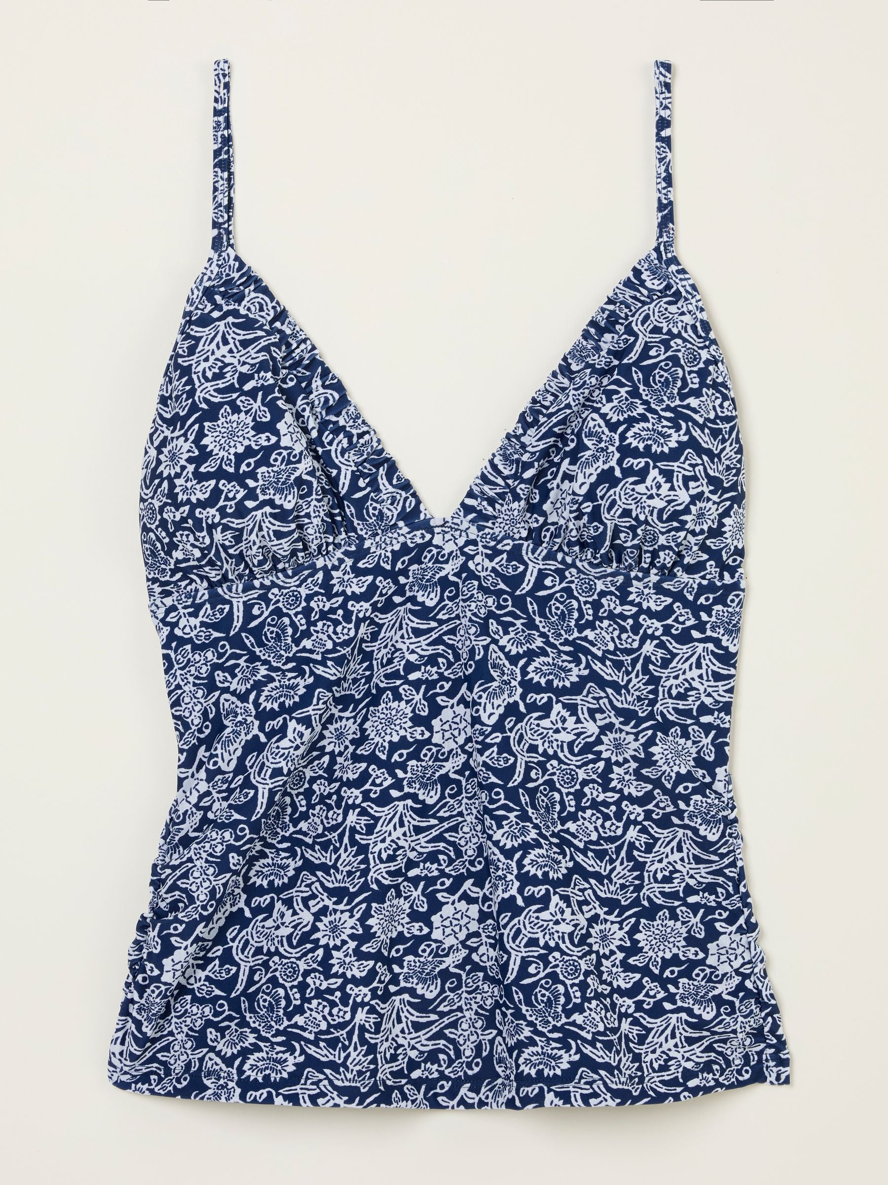 Leven Indigo Blue Damask Paisley Tankini Top