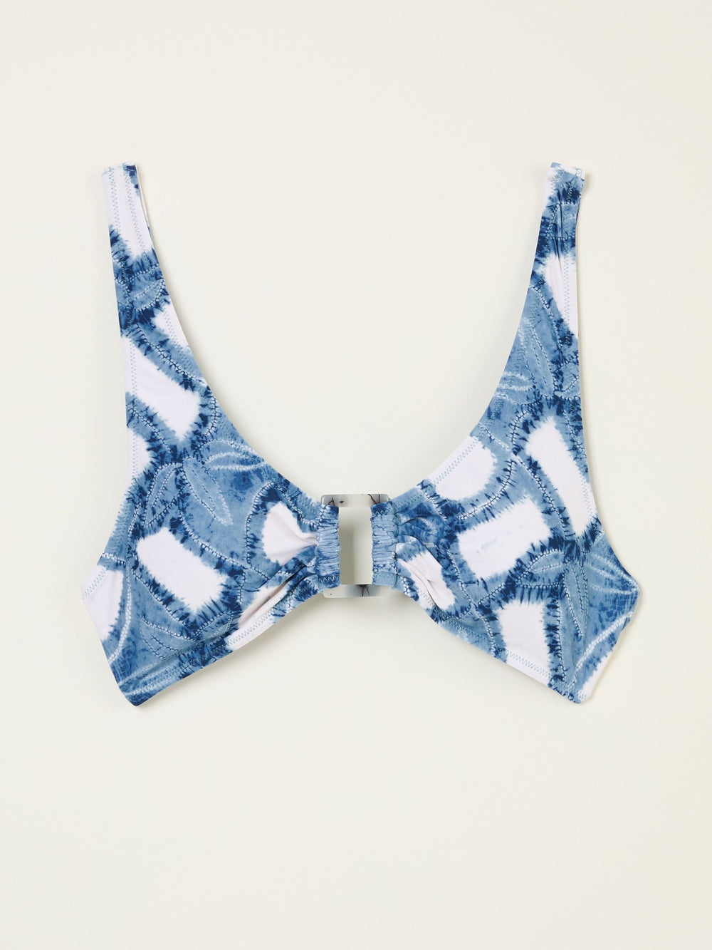 Loe Blue Leaf Print Bikini Top