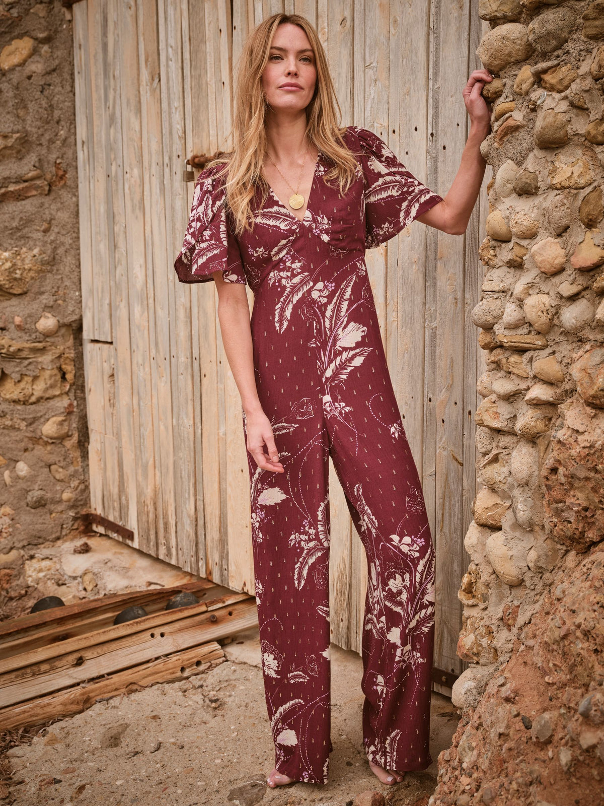 Azalea Claret Floral Print Jumpsuit
