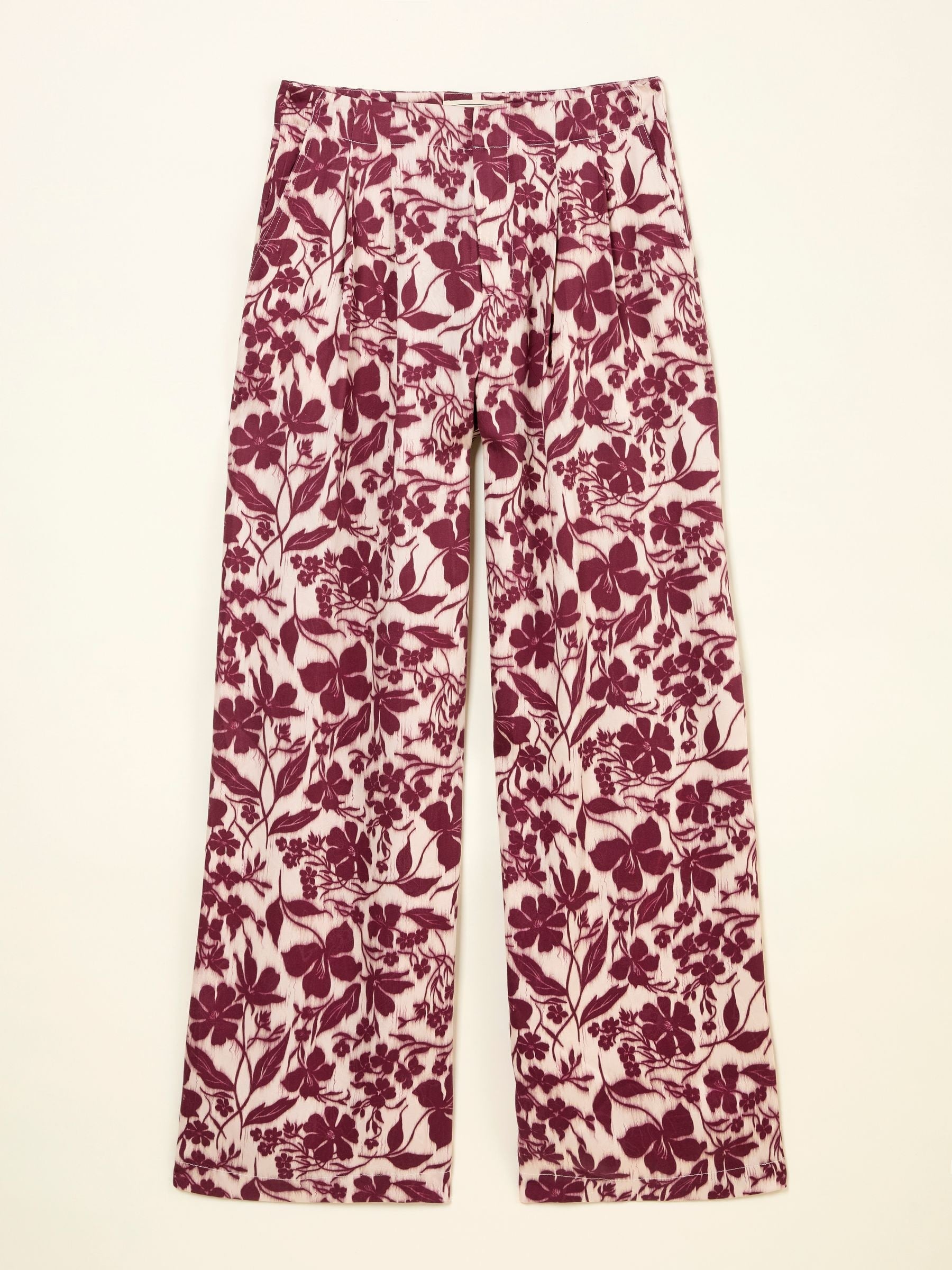 Kingston Claret Printed Satin Trousers