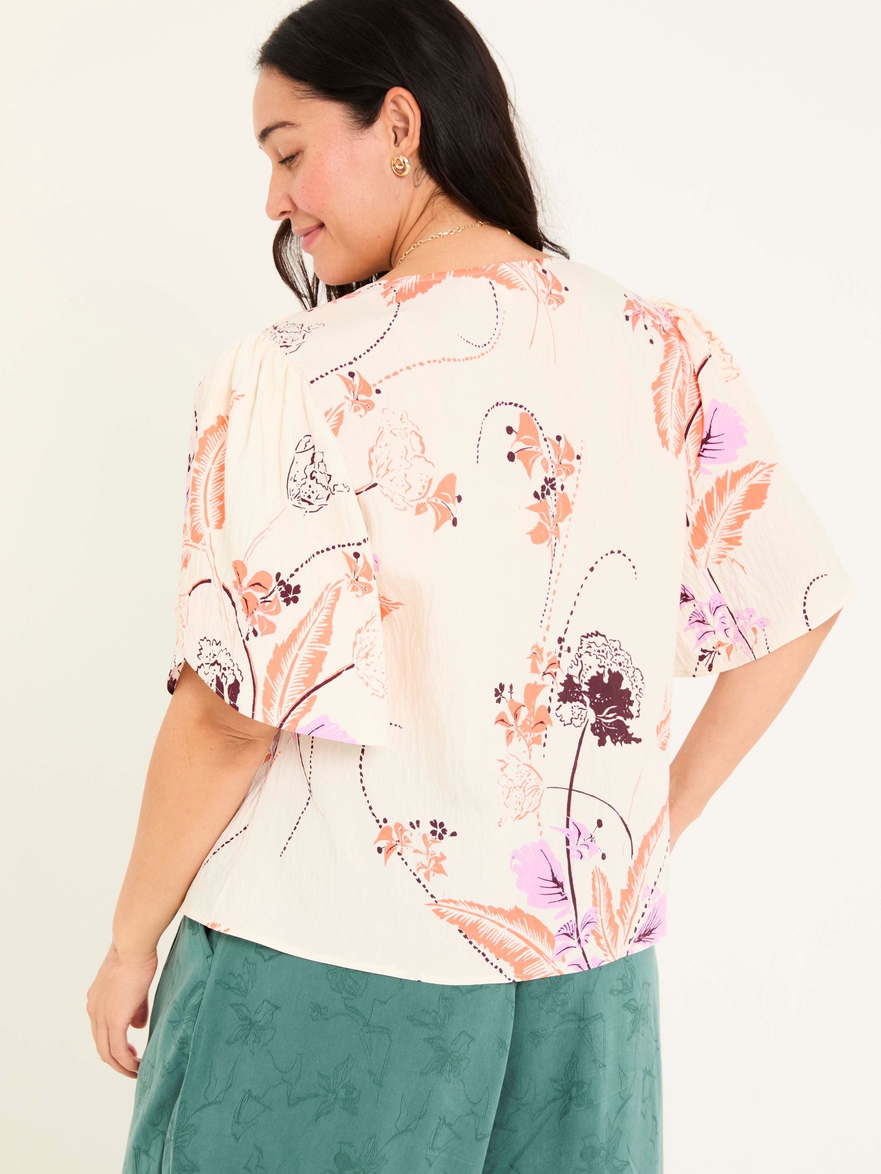 Isla Ivory Flute Sleeve Top