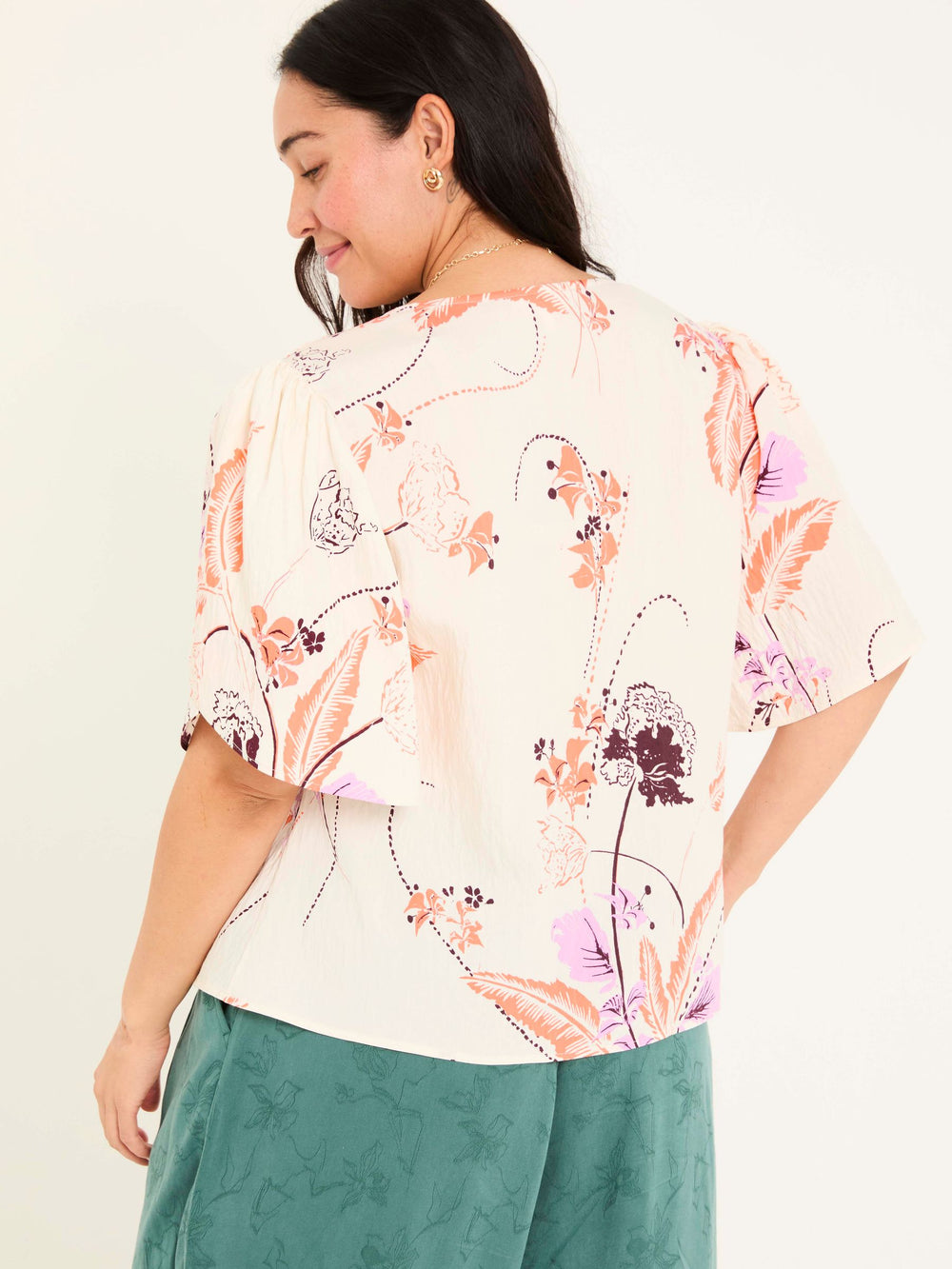 Isla Ivory Flute Sleeve Top
