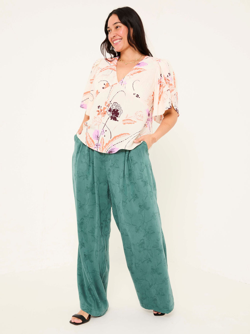 Isla Ivory Flute Sleeve Top